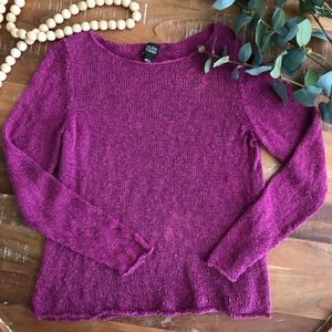 Eileen Fisher Purple Open Knit Sweater